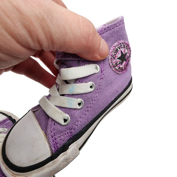 Toddler Converse Chuck Taylor All Star Purple High-Top Sneakers Size 5 - Picture 7 of 8